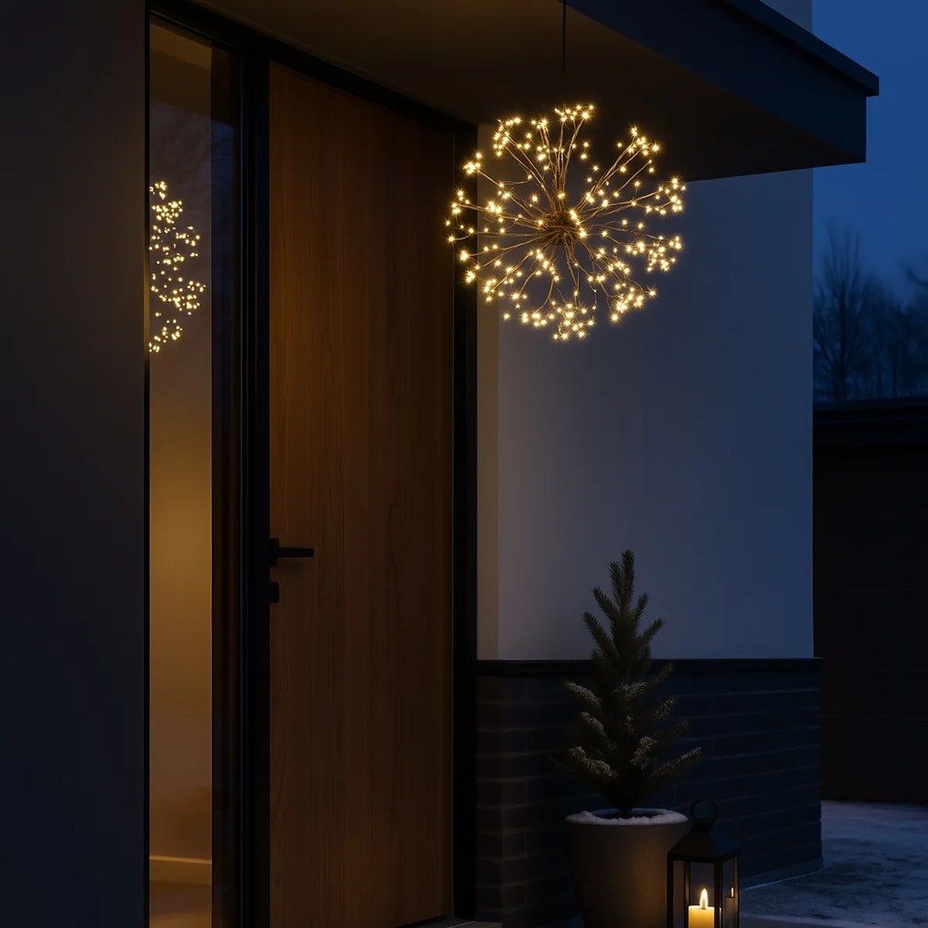 Luz pendente de Natal Esfera preta 40cm incl. LED com temporizador IP44 - Nobu