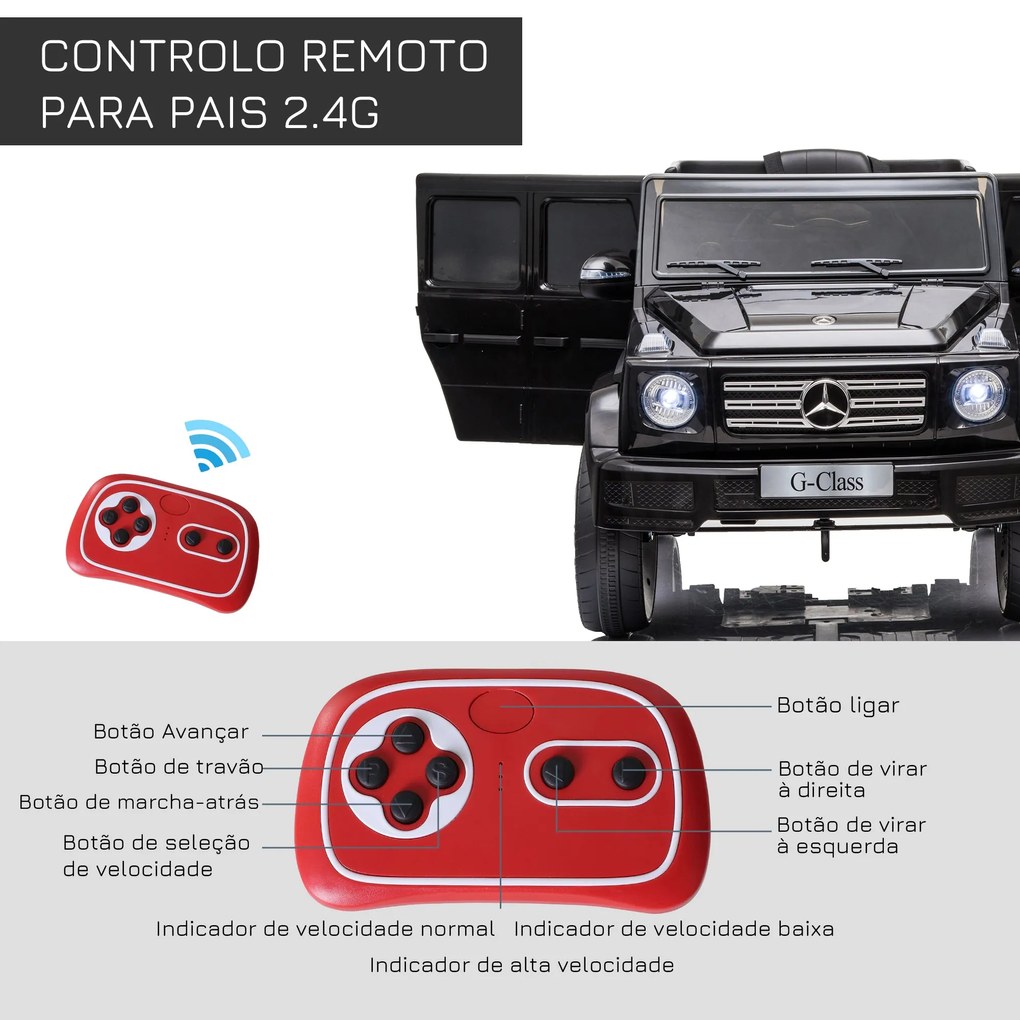 HOMCOM Carro Elétrico para Crianças acima de 3 Anos BENZ G500 Todo-o-T