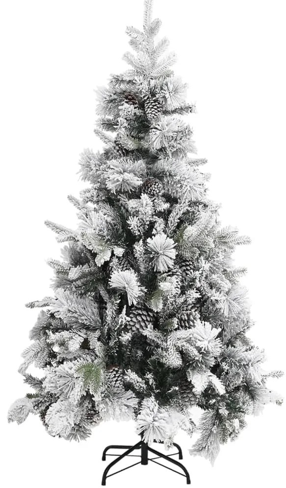 Árvore de Natal c/ flocos de neve e pinhas 195 cm PVC e PE