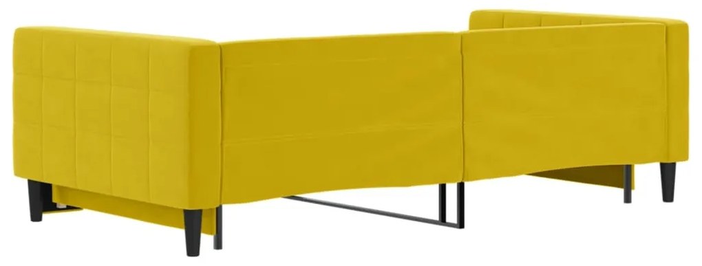 Sofá-cama com gavetão 100x200 cm veludo amarelo