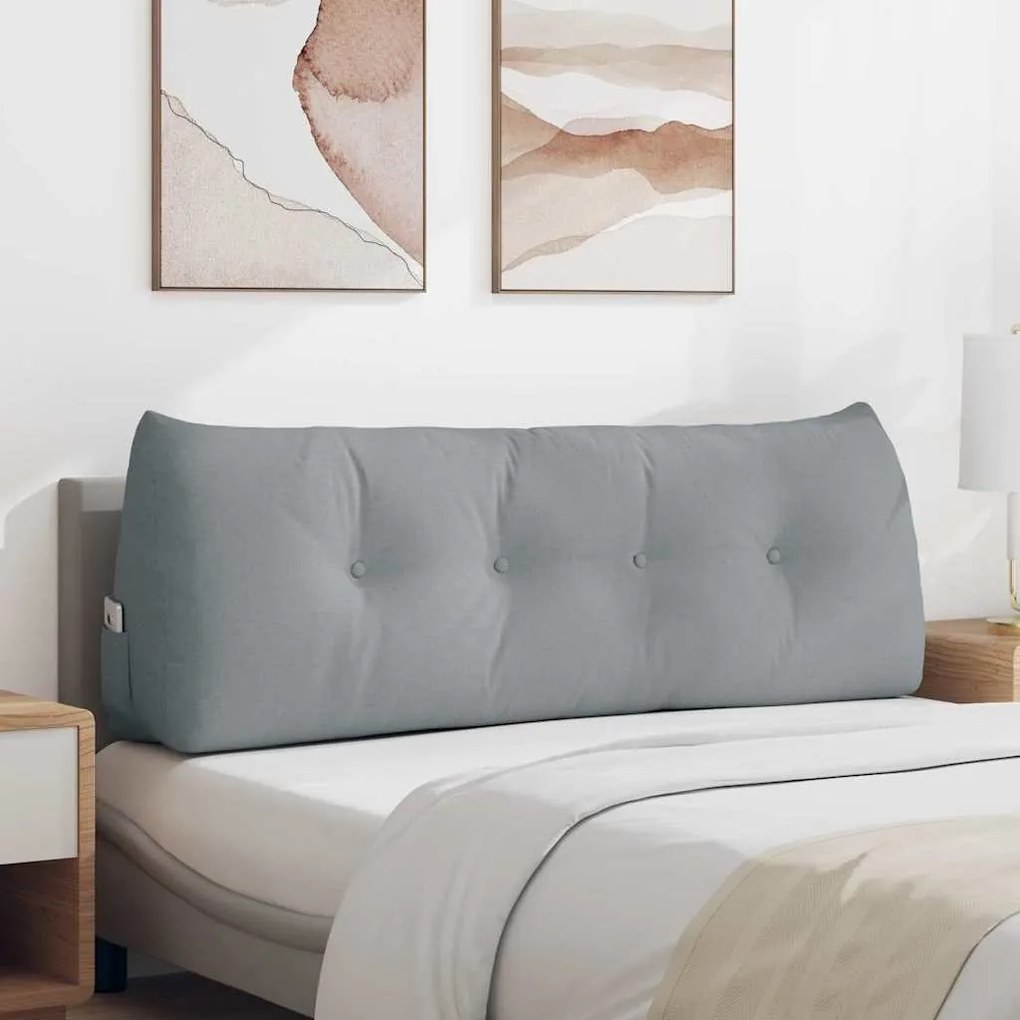vidaXL Travesseiro para Costas Cinzento-claro 140 x 24 x 50 cm tecido