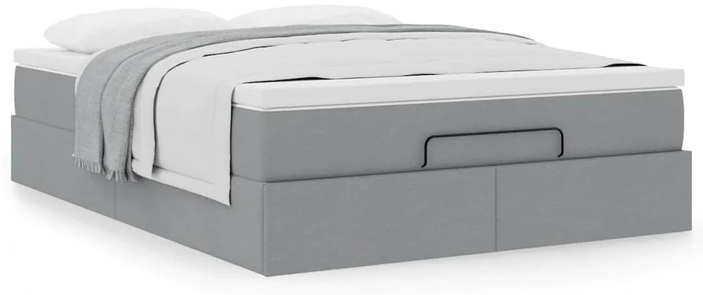 Estrutura de cama otomana com colchão 140x190 cm cinzento claro
