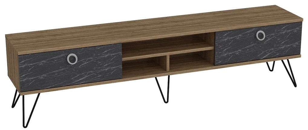 Móvel de TV Lorenz – Nogueira/Preto – 180 cm x 45,6 cm x 35,2 cm