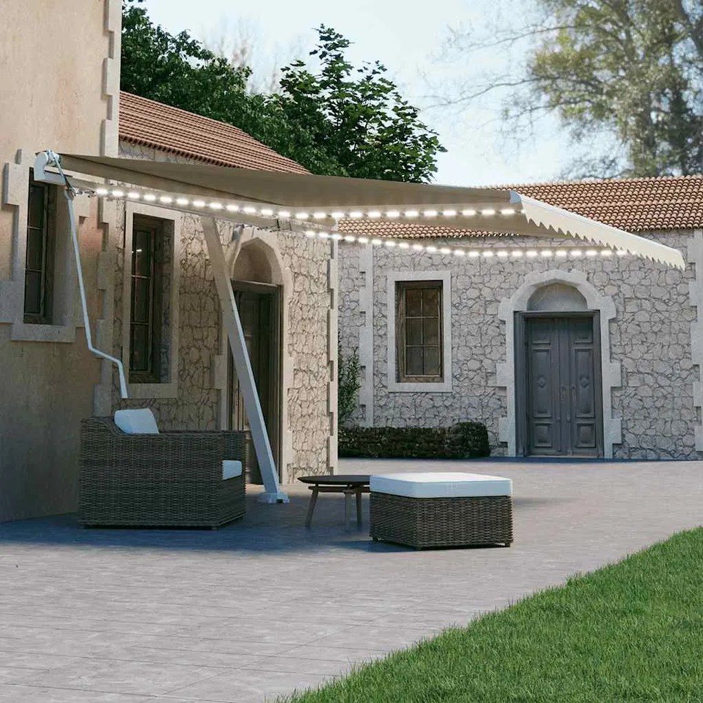 Toldo automático com LED e sensor de vento 400x300 cm cor creme