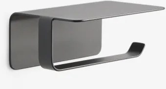 Porta-rolos Adesivo Para Casa De Banho Com Bandeja Em Aço Inoxidável Ondreli Preto Mate - Sklum