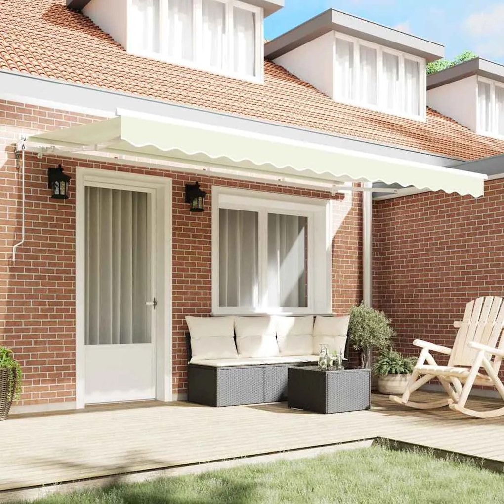 Toldo Retrátil Manual Creme e Branco 400x200 cm Largo 4 x 2 m