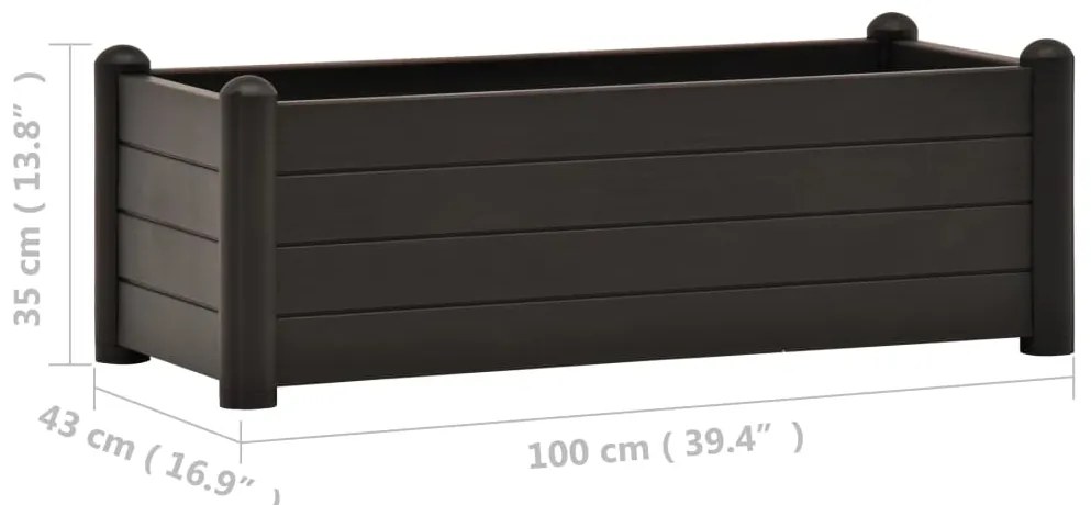 Canteiro elevado para jardim PP 100x43x35 cm antracite