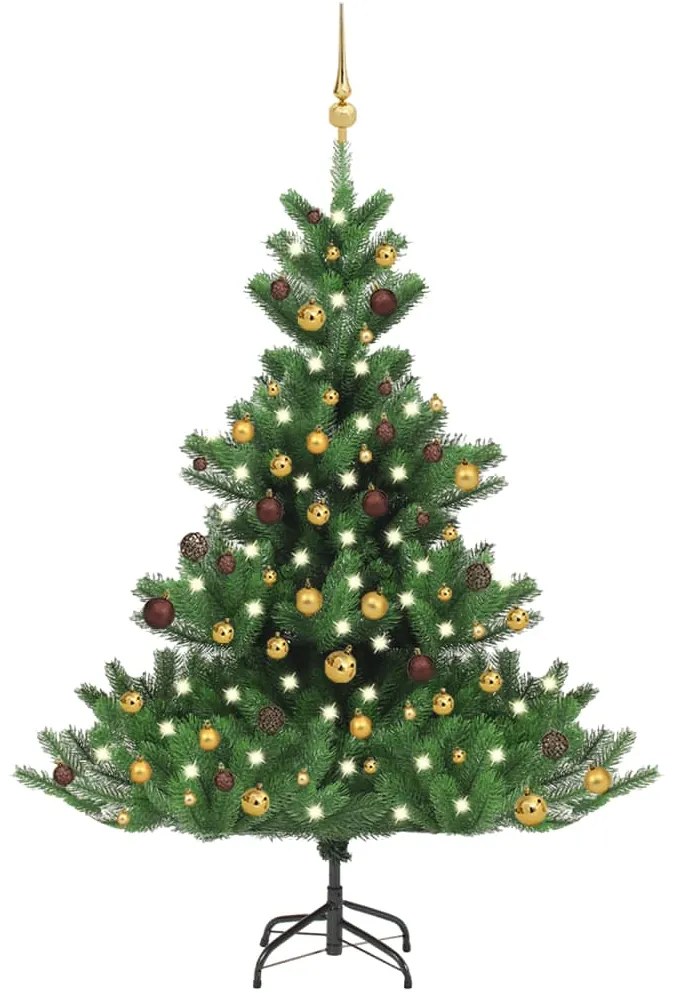 Árvore Natal artif. c/ LEDs/bolas 150 cm abeto caucasiano verde