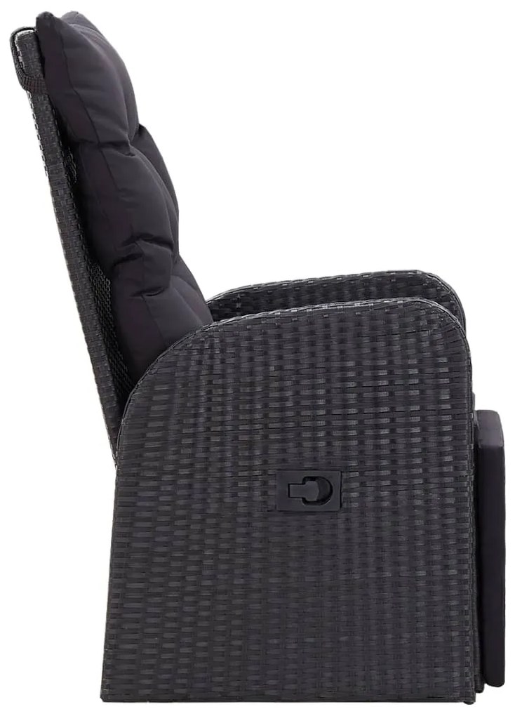 Cadeiras de jardim reclináveis c/ almofadões 2pcs vime PE preto