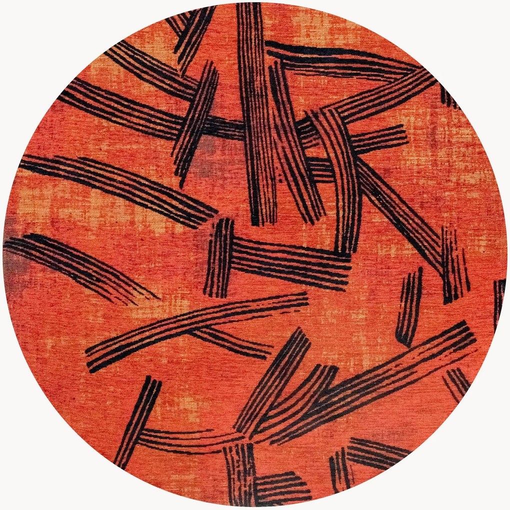 Tapete redondo lavável em jacquard para interior e exterior Kanji