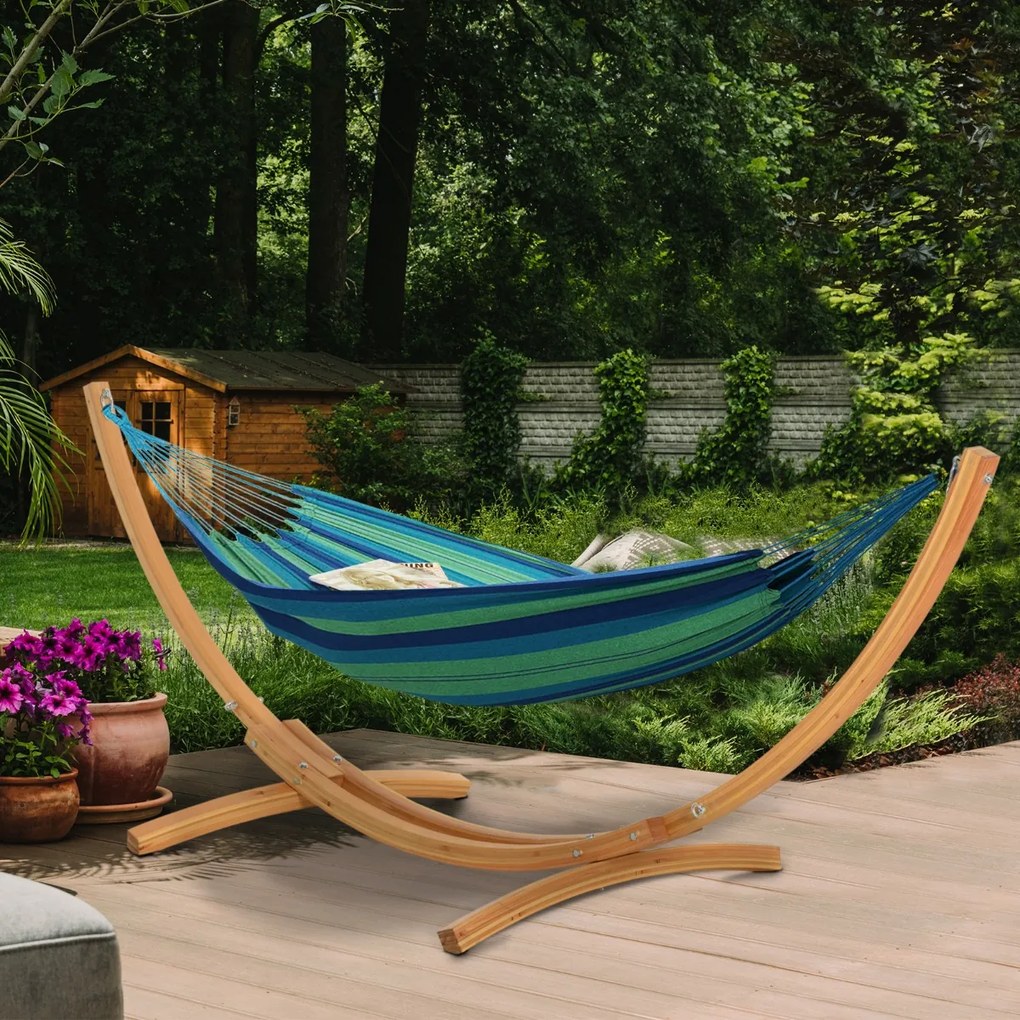 Suporte para Camas de Rede (Não incluida) de Madeira 325x120x118cm Estrutura para Cama de Rede Dupla Carga Máxima 120kg para Jardim Terraço Interior e