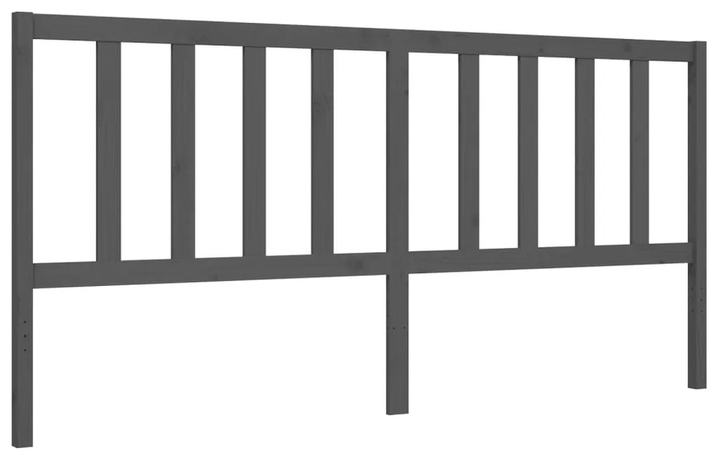 Estrutura de cama com cabeceira 200x200 cm madeira maciça cinza