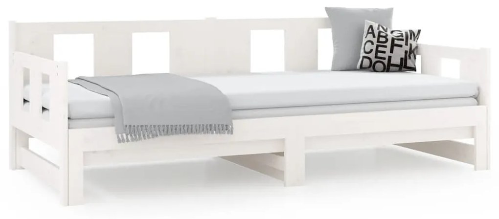 Estrutura sofá-cama de puxar pinho maciço branco 2x(90x190) cm