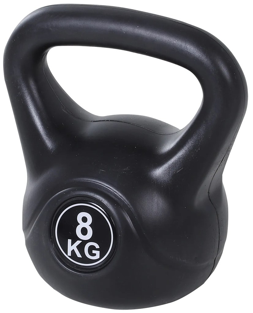 HOMCOM Peso Russo Kettlebell 8 kg Areia Punho Largo Antiderrapante Treinos Casa Compacto 22x17x24 cm Preto | Aosom Portugal