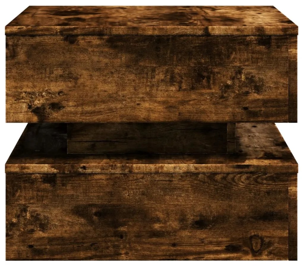 Mesa de centro com luzes LED 50x50x40 cm carvalho fumado