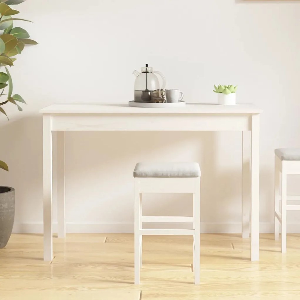 Mesa de jantar 110x55x75 cm madeira de pinho maciça branco