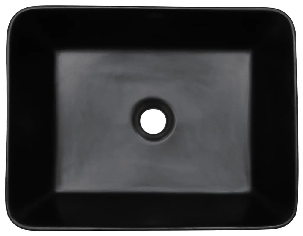 Lavatório de bancada retangular 46x35,5x13 cm cerâmica preto