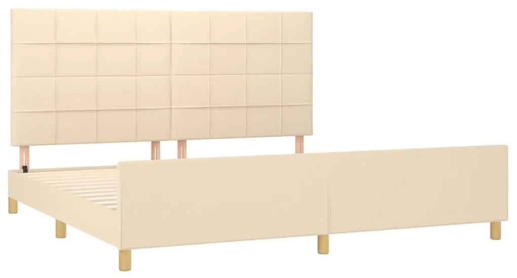 Estrutura de cama sem colchão 200x200 cm tecido cor creme
