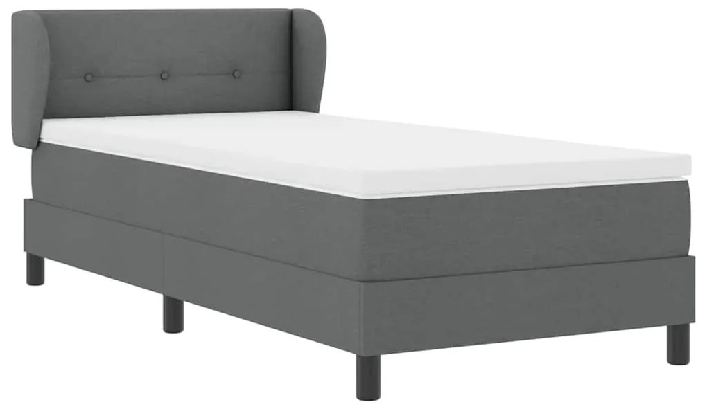 Cama Box com Colchão vidaXL em Cinza Escuro, 90x190 cm, Tecido