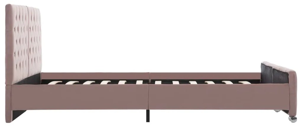 Estrutura de cama 160x200 cm veludo rosa