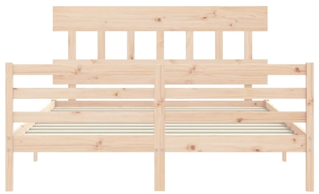 Estrutura de cama com cabeceira 160x200 cm madeira maciça
