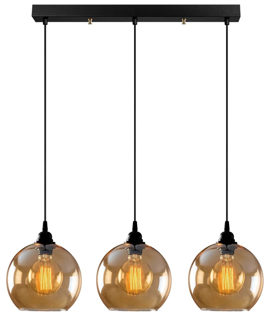Candeeiro Suspenso Gold – Dourado e Preto – 70 x 20 cm
