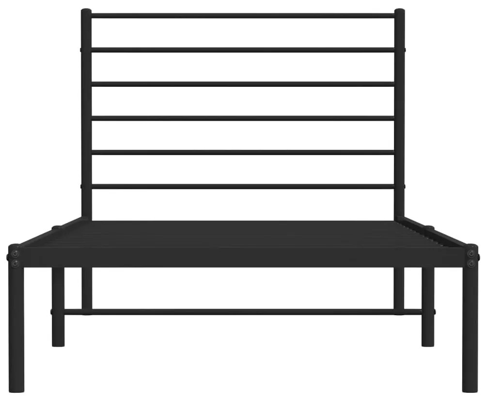 Estrutura de cama com cabeceira 90x200 cm metal preto