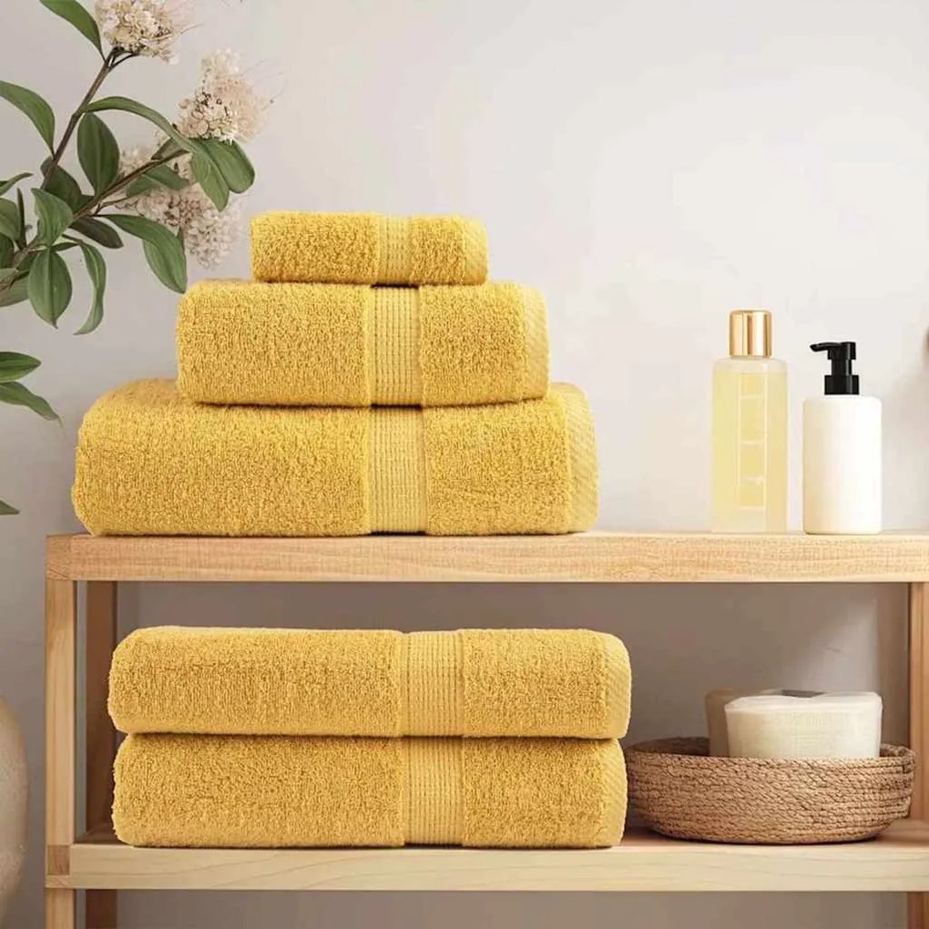 vidaXL Toalhinhas SOLUND 4 pcs Ouro 15 x 21 cm 100% Algodão