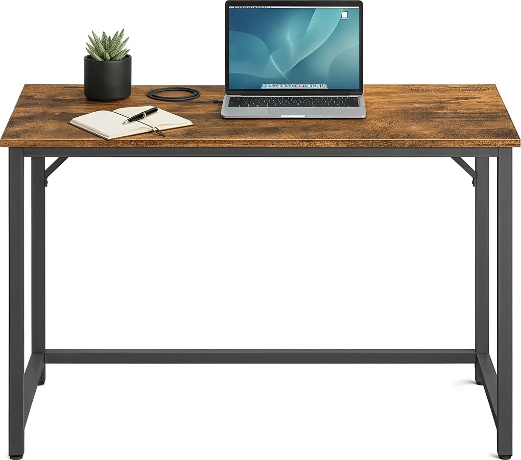 Secretaria para escritório em casa 100 x 50 x 75,5 cm, mesa de computador estável, fácil de montar Castanho-preto vintage