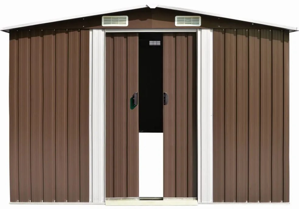 Abrigo de jardim 257x392x181 cm metal castanho