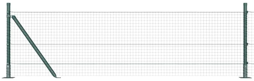 Cerca de Fio Welded com 13 Postes Flangeados Verde 0.6x100 m Aço
