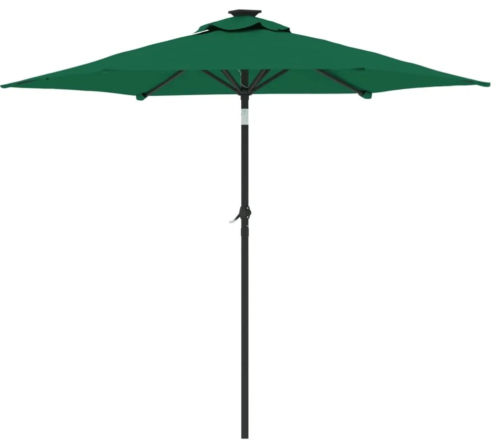 Guarda-sol de jardim com poste de aço 225x225x212 cm verde