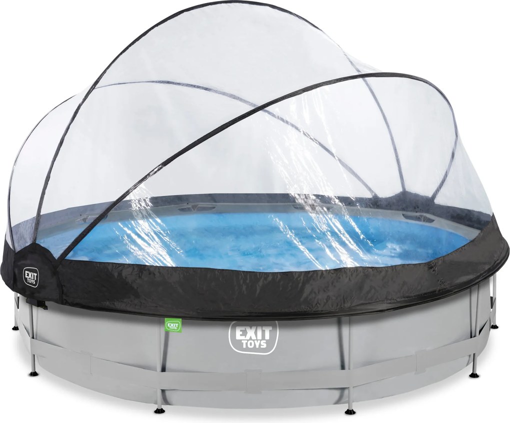 Piscina redonda Soft ø360x76cm com bomba de filtragem e cobertura - cinzenta