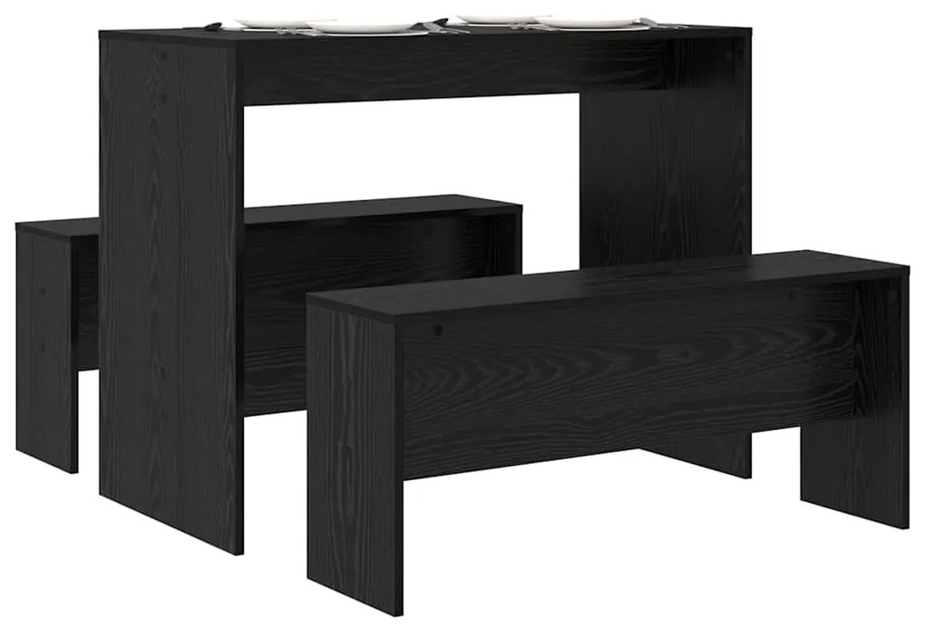 Conjunto de sala de jantar 2 pcs Carvalho Preto 97 x 47 x 75 cm