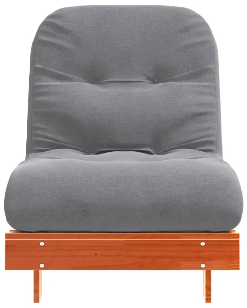Sofá-cama futon c/ colchão madeira de pinho maciça castanho-mel