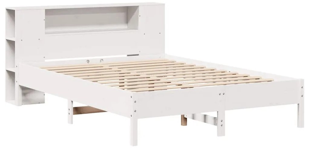 Cama com estante sem colchão 120x190 cm pinho maciço branco
