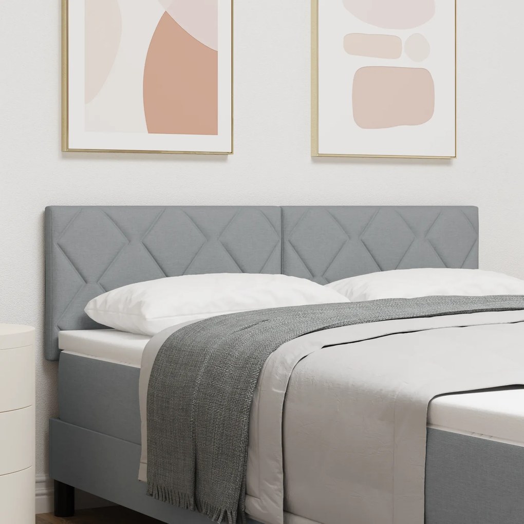 vidaXL Cabeceira Design de Blocos de Diamante Cinza Claro 140 cm Tecido
