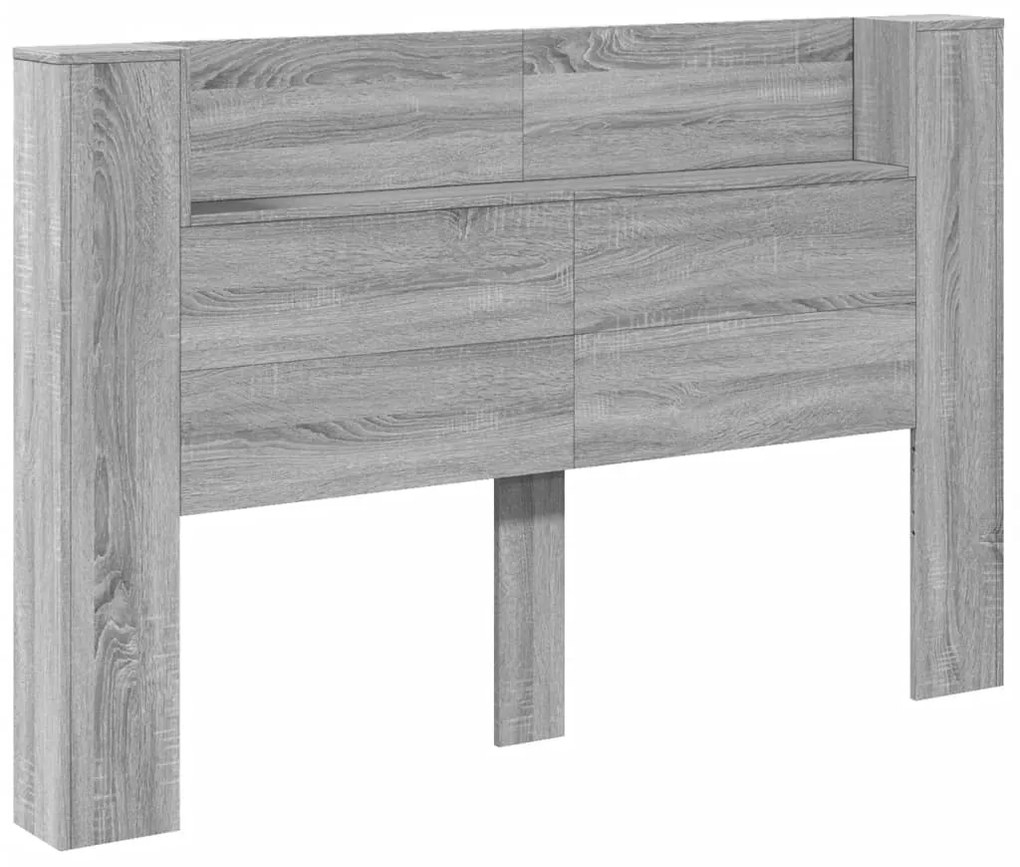 Armário de cabeceira c/ luzes LED 160x16,5x103,5cm cinza sonoma