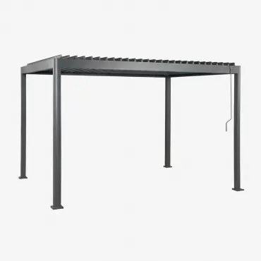 Pérgola Bioclimática De Alumínio Com Lâminas Druvia Cinza Grafito & 3 X 4 M - Sklum