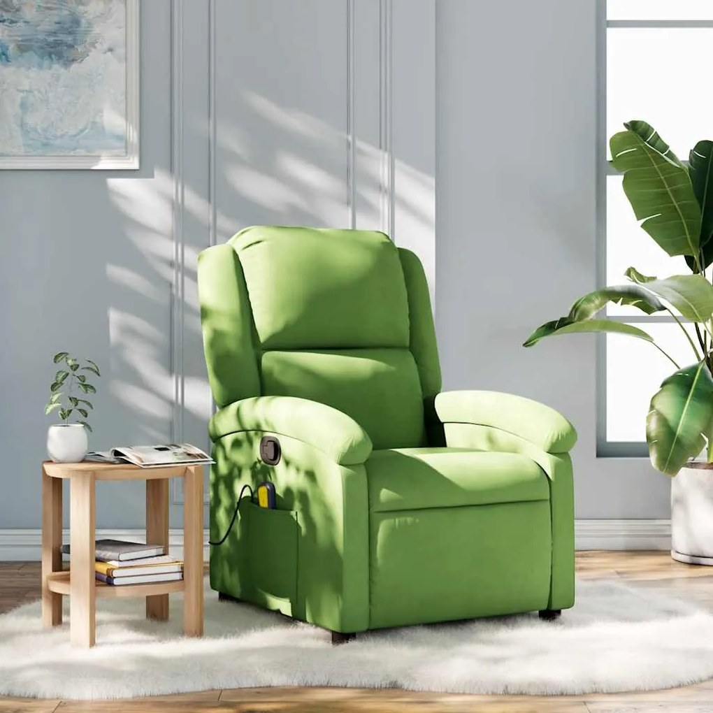 vidaXL Poltrona de massagens reclinável veludo verde-claro