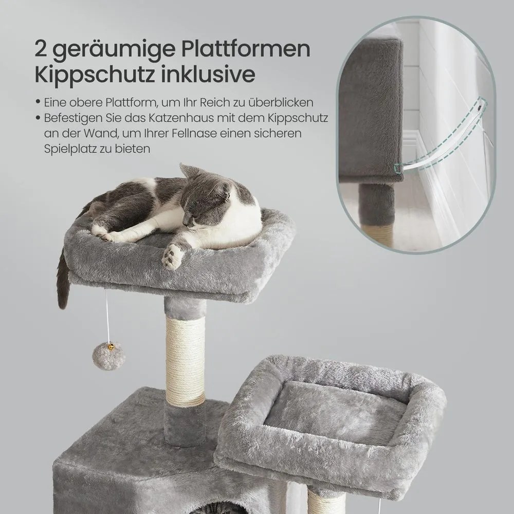 Arranhador para gatos 50 x 35 x 115 cm cinzento claro