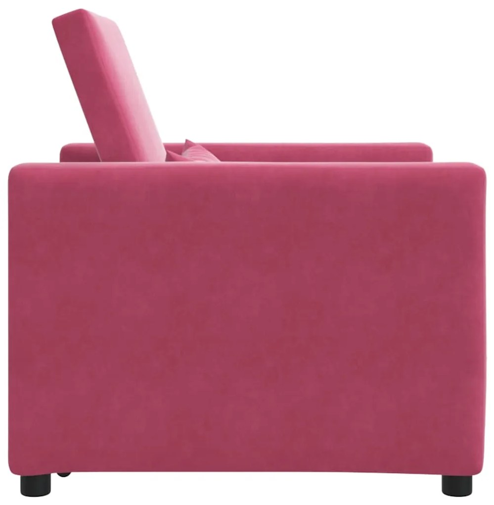 Sofá-Cama Único Conversível 3 em 1 Vinho Vermelho Veludo