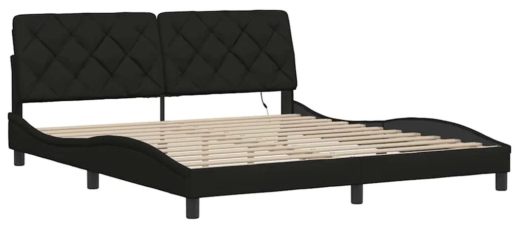 Estrutura de cama com LED sem colchão 180x200 cm tecido preto