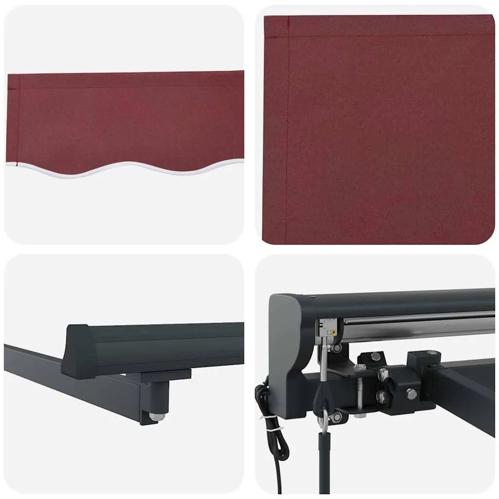 Toldo Semi-Cassete Elétrico Manual Vermelho Borgonha 400x300 cm