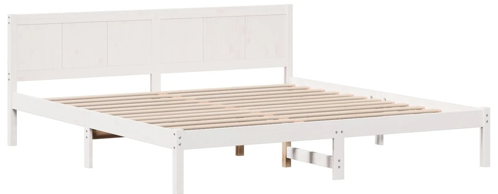 Cama de Madeira de Pinho Branca Branca Madeira Maciça Cama de Casal