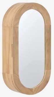 Armário De Parede Oval 35x70 Cm Para Casa De Banho Em Madeira De Teca Com Espelho Ian Madeira De Teca Clara - Sklum