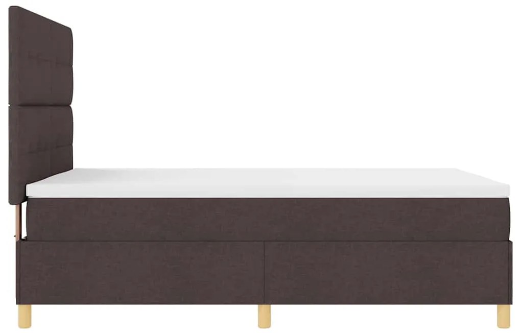 Cama Box com Colchão e LED Castanho Escuro 140x200 cm Tecido