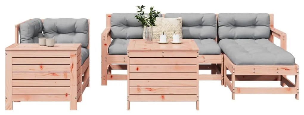 7 pcs conjunto sofás jardim madeira abeto-de-douglas