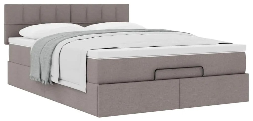 Cama otomana com colchão 140x200 cm tecido cinza
