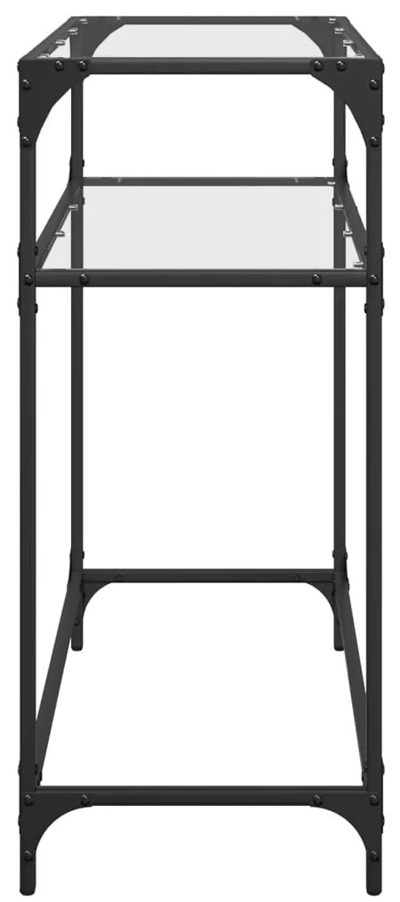 Mesa consola com tampo em vidro transparente 80x35x81 cm aço
